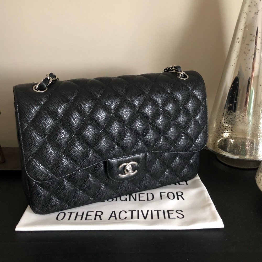 Chanel Black Classic Caviar Jumbo Double-Flap